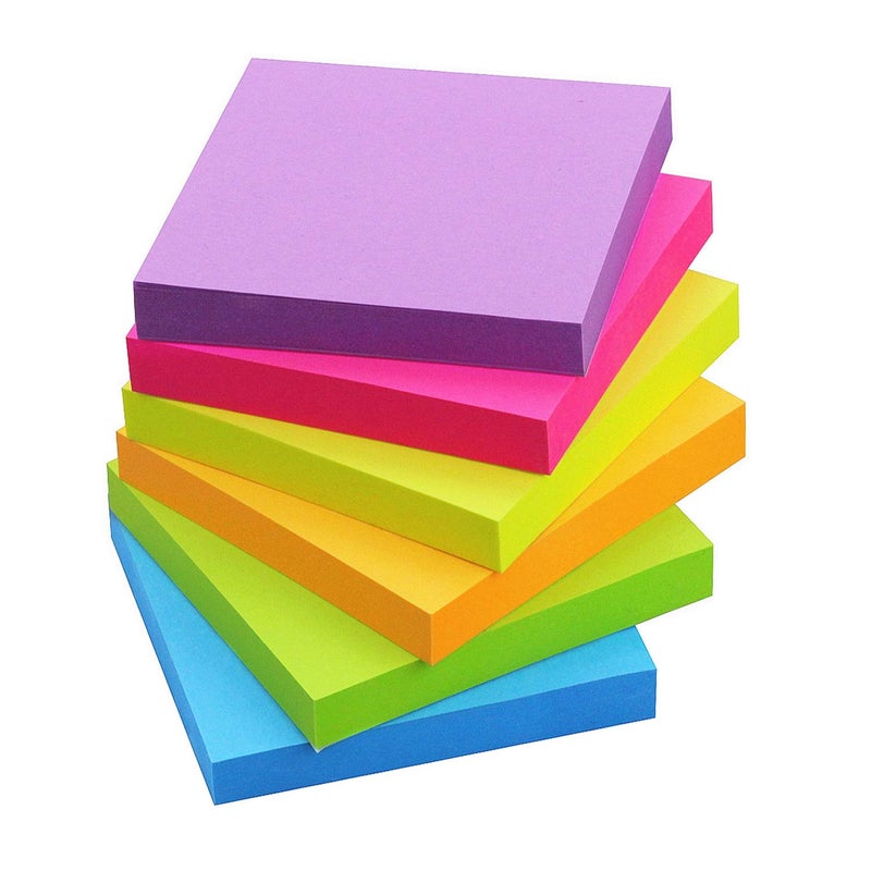 SIMONA Sticky Notes 3x3 in, 6 Color Bright Colorful Sticky Pad, 6 Pads/Pack, 100 Sheets/Pad, Self-Sticky Note Pads (Yellow, Green, Blue, Orange, Purple, Rose) â€¦ - Image 1